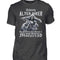 Ein Biker T-Shirt für Motorradfahrer von Wingbikers mit dem Aufdruck, Achtung alter Biker - Gib ihm Öl und hilf ihm auf sein Motorrad - in dunkelgrau.