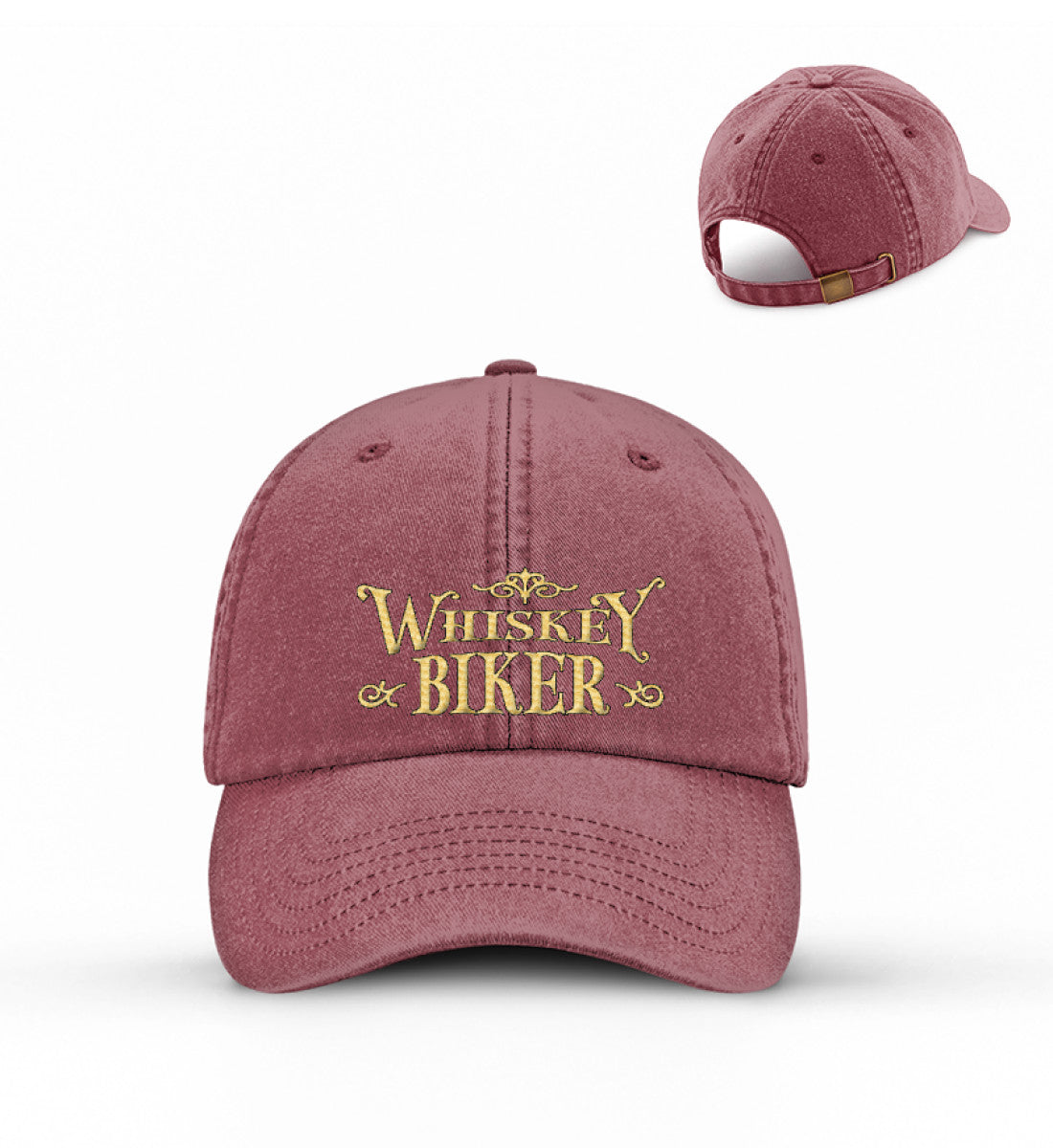 Eine Biker Cappy für Motorradfahrer von Wingbikers mit dem Stick, Whiskey Biker, in vintage rot.