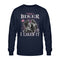 Ein Sweatshirt für Motorradfahrerinnen von Wingbikers mit dem Aufdruck, I Kissed A Biker And I Liked It, in navy blau.