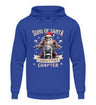 Ein weihnachtlicher Hoodie für Motorradfahrer von Wingbikers mit dem Aufdruck, Sons of Santa - Christmas Chapter, in royal blau.