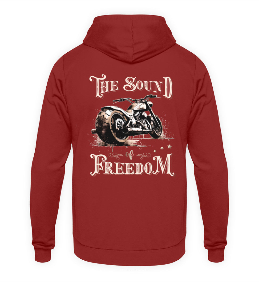 Ein Biker Hoodie für Motorradfahrer von Wingbikers mit dem Aufdruck, The Sound of Freedom, als Back Print, in backsteinrot.