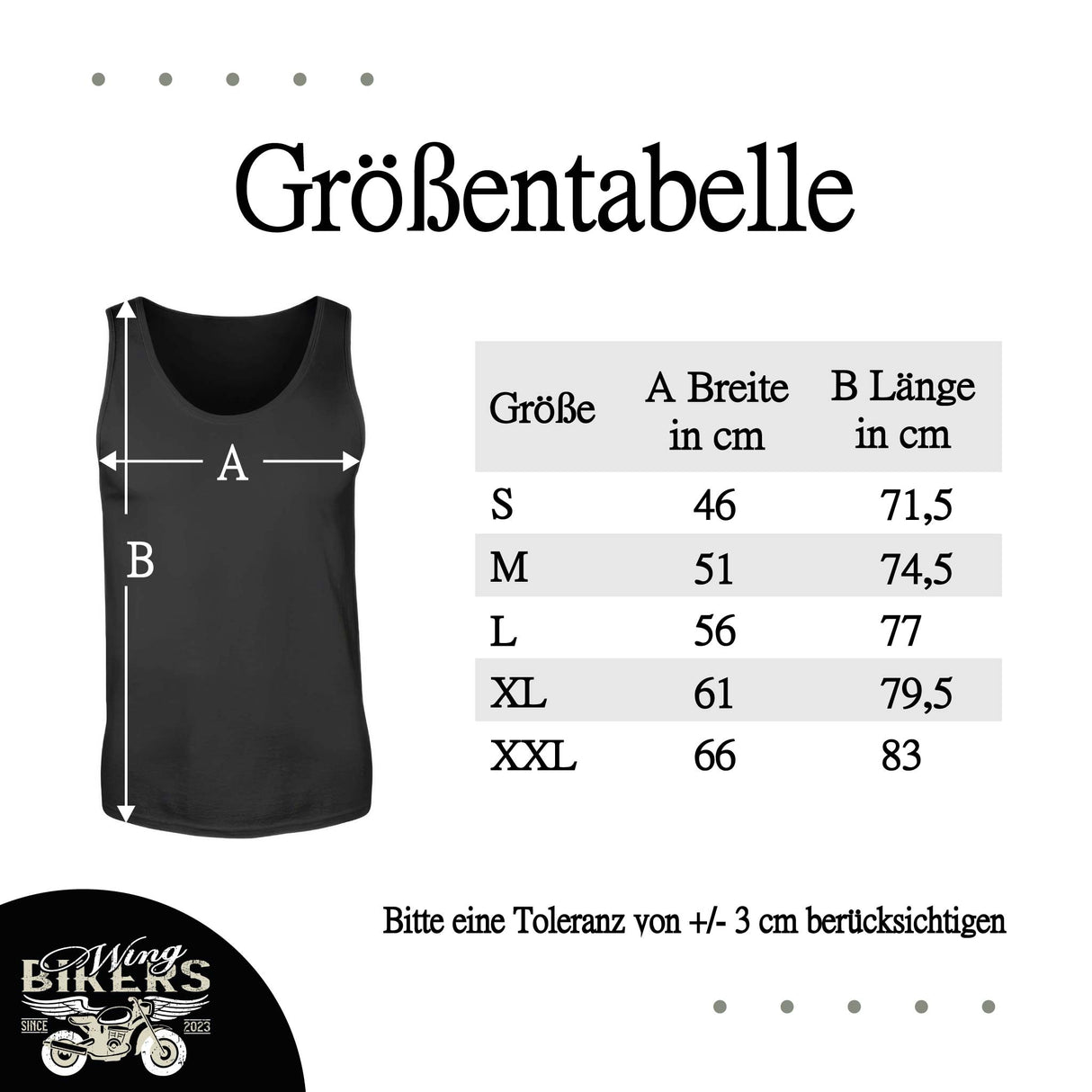 Wingbikers Größentabelle Männer Tanktop