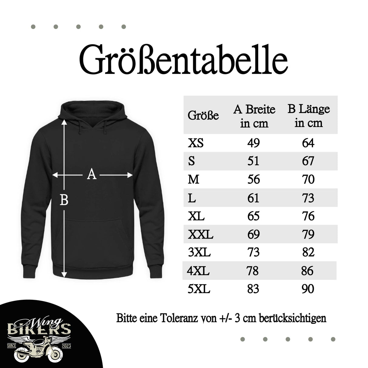 Wingbikers Größentabelle Männer Hoodie