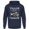 Ein Triker Hoodie für Trikefahrer von Wingbikers mit dem Aufdruck, Triker werden nicht grau - Das ist Chrom, in navy blau.