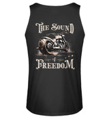 Ein Motorrad Tanktop für Motorradfahrer von Wingbikers mit dem Aufdruck, The Sound of Freedom, mit Back Print, in schwarz.