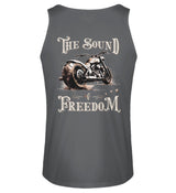 Ein Motorrad Tanktop für Motorradfahrer von Wingbikers mit dem Aufdruck, The Sound of Freedom, mit Back Print, in dunkelgrau.