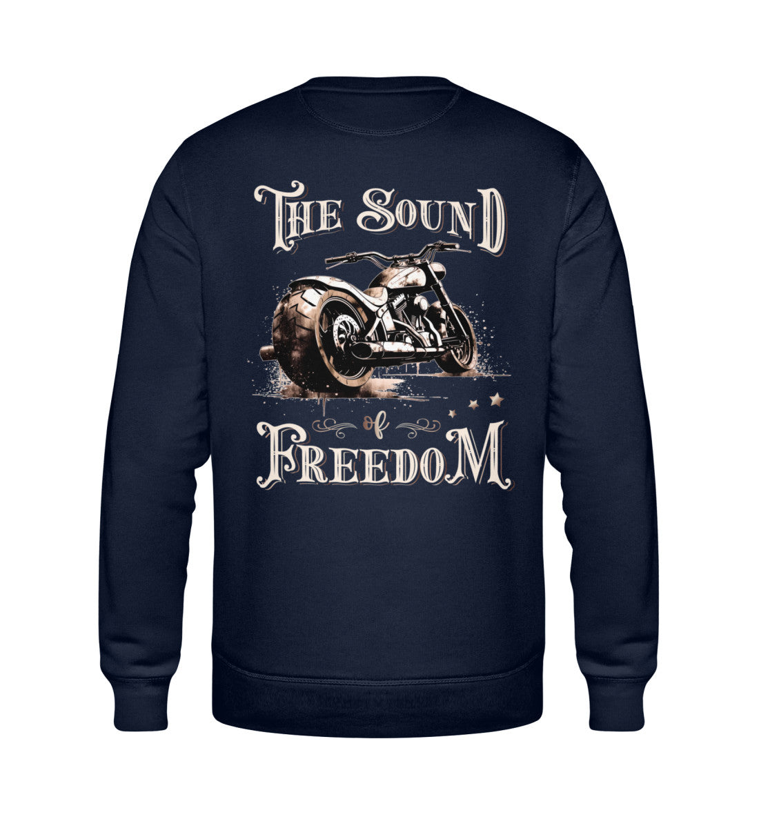 Ein Sweatshirt für Motorradfahrer von Wingbikers mit dem Aufdruck, The Sound of Freedom, als Back Print, in navy blau.