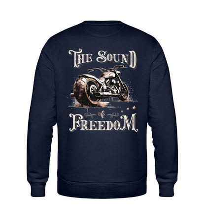 Ein Sweatshirt für Motorradfahrer von Wingbikers mit dem Aufdruck, The Sound of Freedom, als Back Print, in navy blau.