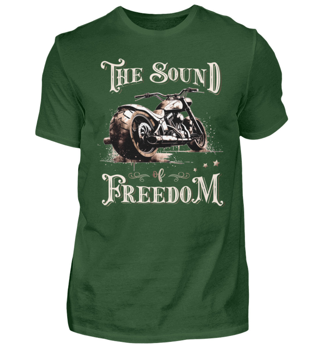 Ein Biker T-Shirt für Motorradfahrer von Wingbikers mit dem Aufdruck, The Sound of Freedom, in dunkelgrün.