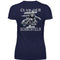 Ein Bikerin T-Shirt mit V-Ausschnitt für Motorradfahrerinnen von Wingbikers mit dem Aufdruck, Club der verrückten alten Schachteln - mit Back Print, in navy blau.