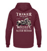 Ein Hoodie für Trike Fahrer von Wingbikers mit dem Aufdruck, Triker sind wie guter Whiskey - Wir werden mit dem Alter besser, als Back Print, in burgunder weinrot.