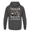 Ein Hoodie für Trike Fahrer von Wingbikers mit dem Aufdruck, Triker sind wie guter Whiskey - Wir werden mit dem Alter besser, als Back Print, in dunkelgrau.