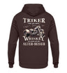 Ein Hoodie für Trike Fahrer von Wingbikers mit dem Aufdruck, Triker sind wie guter Whiskey - Wir werden mit dem Alter besser, als Back Print, in braun.