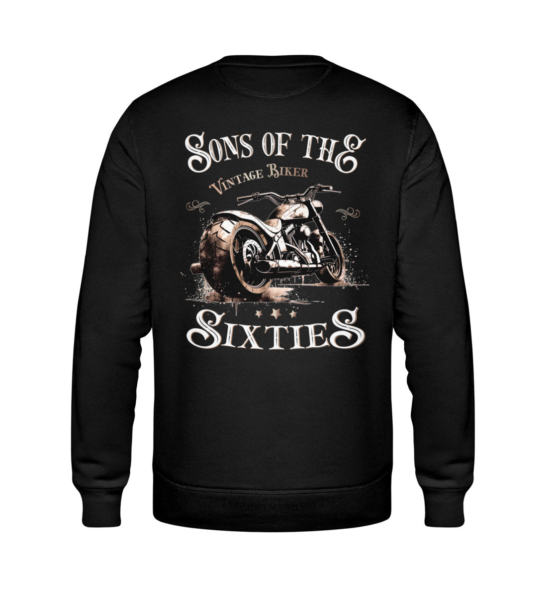 Ein Biker Sweatshirt für Motorradfahrer von Wingbikers mit dem Aufdruck, Sons of the Sixties - Vintage Biker, in schwarz.