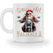 Eine weihnachtliche Tasse für Motorradfahrer von Wingbikers, mit dem beidseitigen Aufdruck, God Jól Valhalla, in weiß.