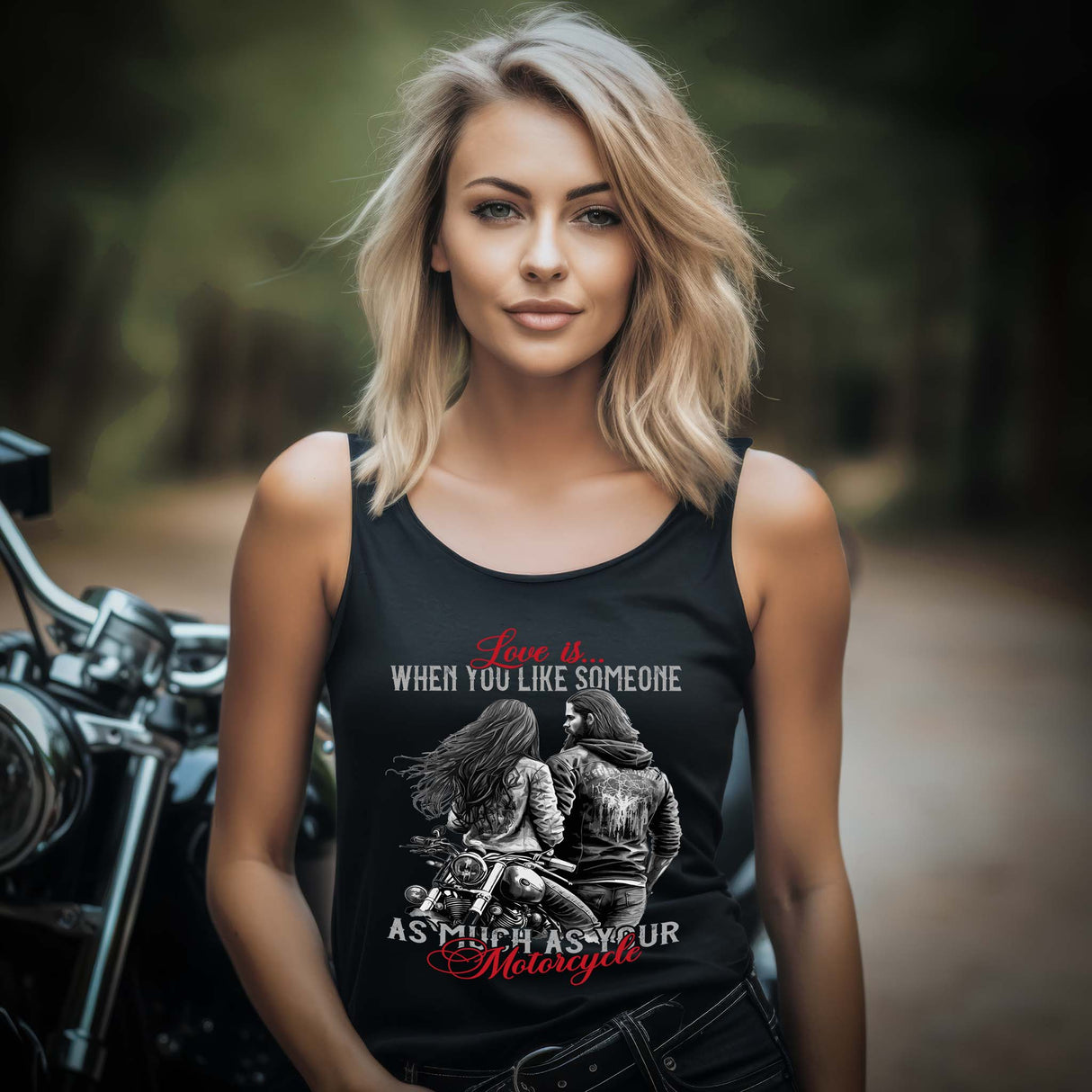 Love is... When You Like Someone As Much As Your Motorcycle - Damen Tanktop