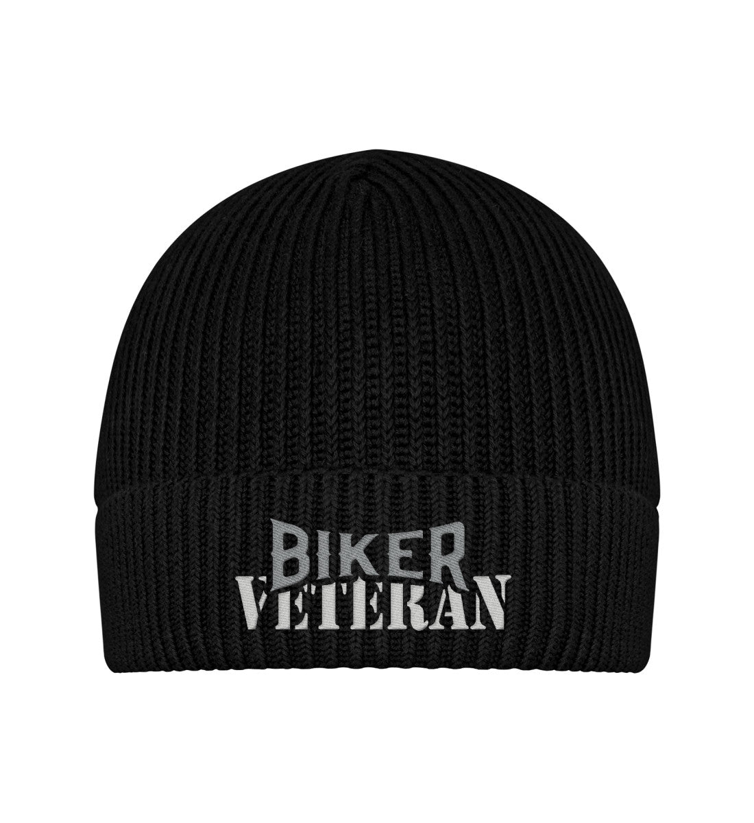 Eine Biker Mütze für Motorradfahrer von Wingbikers mit dem Stick, Biker Veteran, in schwarz.