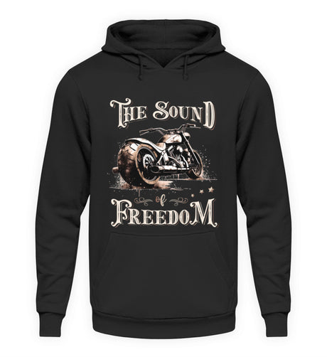 Ein Biker Hoodie für Motorradfahrer von Wingbikers mit dem Aufdruck, The Sound of Freedom, in schwarz.