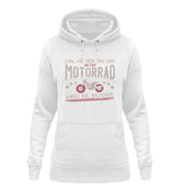 Ein Damen Hoodie für Motorradfahrerinnen von Wingbikers mit dem Aufdruck, Egal wie mein Tag war, in weiß.