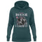 Ein Damen Hoodie für Motorradfahrerinnen von Wingbikers mit dem Aufdruck, I Kissed A Biker And I Liked It, in pertrol türkis.