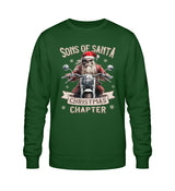 Ein Biker Sweatshirt für Motorradfahrer von Wingbikers mit dem Aufdruck, Sons of Santa - Christmas Chapter, in dunkelgrün.