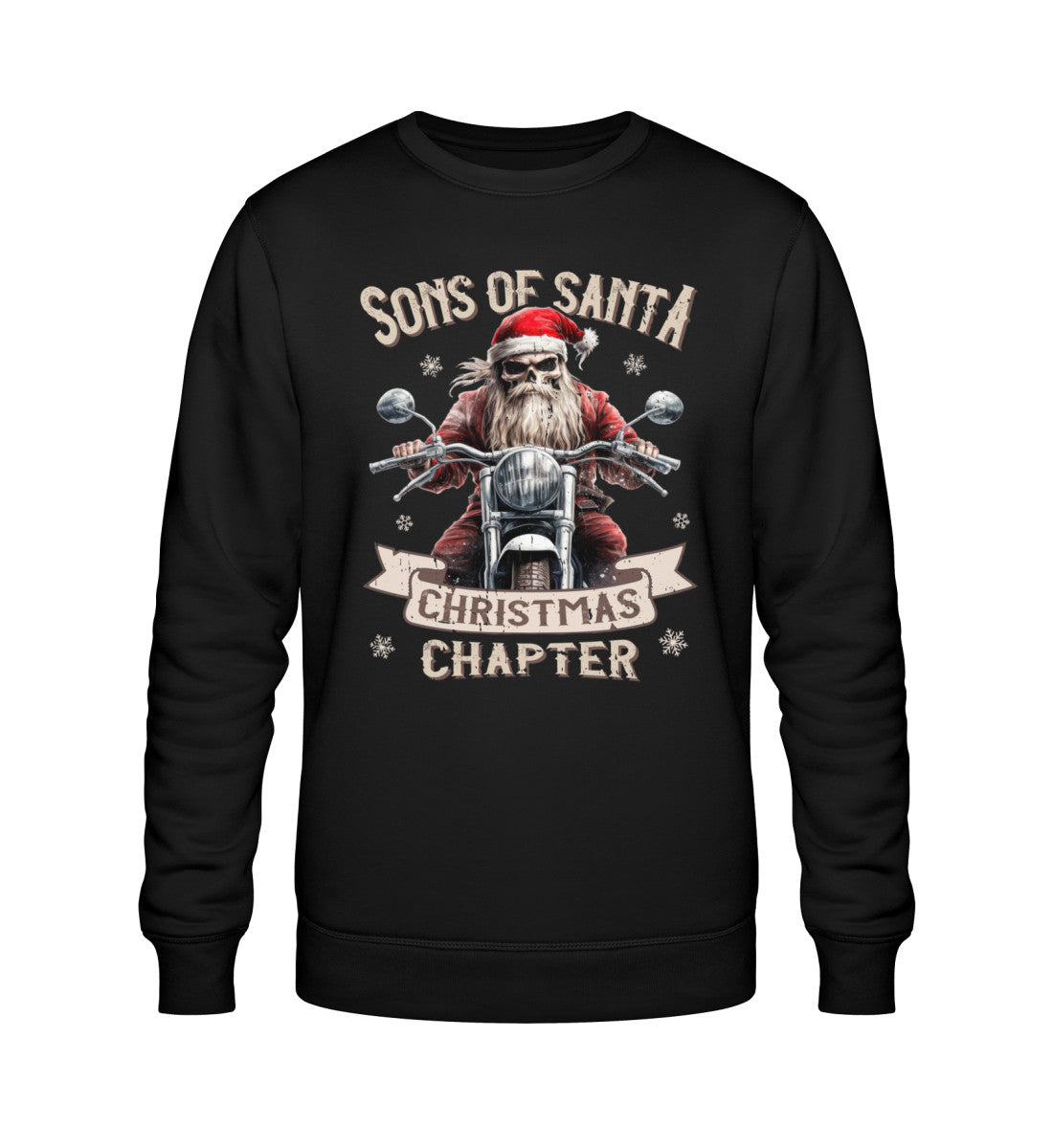 Ein Biker Sweatshirt für Motorradfahrer von Wingbikers mit dem Aufdruck, Sons of Santa - Christmas Chapter, in schwarz.
