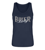 Ein Tanktop für Motorradfahrerinnen von Wingbikers mit dem Aufdruck, Biker Lady, in navy blau.