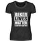 Ein Damen T-Shirt für Motorradfahrerinnen von Wingbikers mit dem Aufdruck, Biker Lives Matter - # Loud Pipes Save Lives, in schwarz.