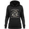 Ein Damen Hoodie für Motorradfahrerinnen von Wingbikers mit dem Aufdruck, Adventure Is Out There, in schwarz.