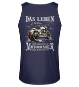 Ein Biker Tanktop für Motorradfahrer von Wingbikers mit dem Aufdruck, Das Leben ist zu kurz, um hässliche Motorräder zu fahren - mit Back Print, in navy blau.