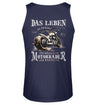 Ein Biker Tanktop für Motorradfahrer von Wingbikers mit dem Aufdruck, Das Leben ist zu kurz, um hässliche Motorräder zu fahren - mit Back Print, in navy blau.