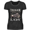 Ein T-Shirt für Trike Fahrerinnen von Wingbikers mit dem Aufdruck, Triker Lady - Triker Life, im vintage Stil, in schwarz.