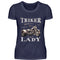 Ein T-Shirt für Trike Fahrerinnen von Wingbikers mit dem Aufdruck, Triker Lady - Triker Life, im vintage Stil, in navy blau.