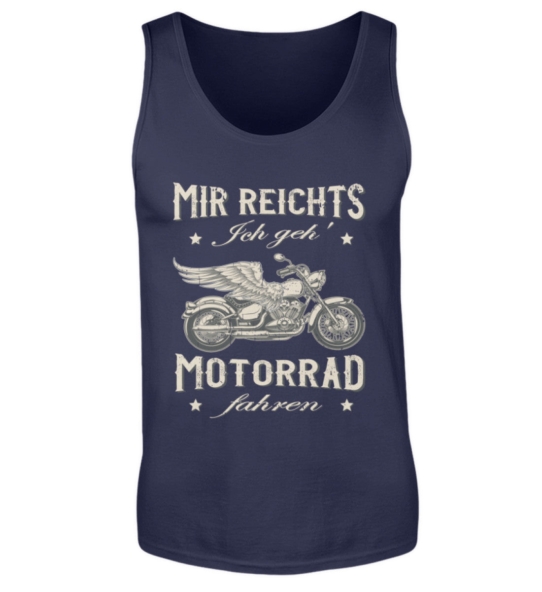 Ein Biker Tanktop für Motorradfahrer von Wingbikers mit dem Aufdruck, Mir reichts, ich geh´ Motorrad fahren - in navy blau.