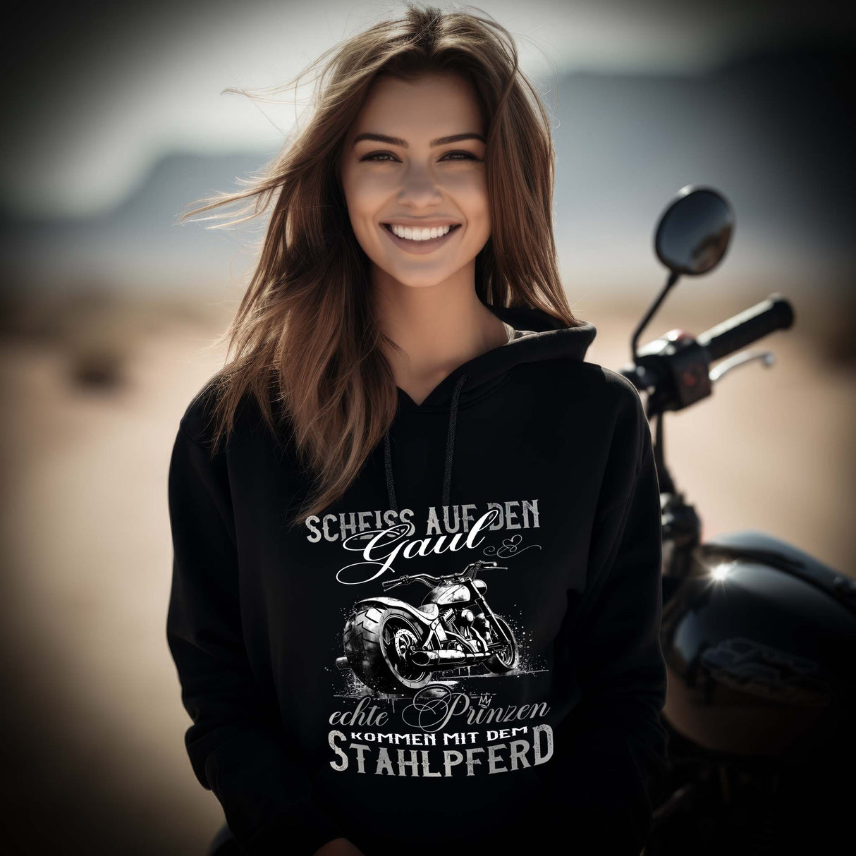 Scheiß auf den Gaul, echte Prinzen kommen mit dem Stahlpferd - Motorrad Damen Hoodie