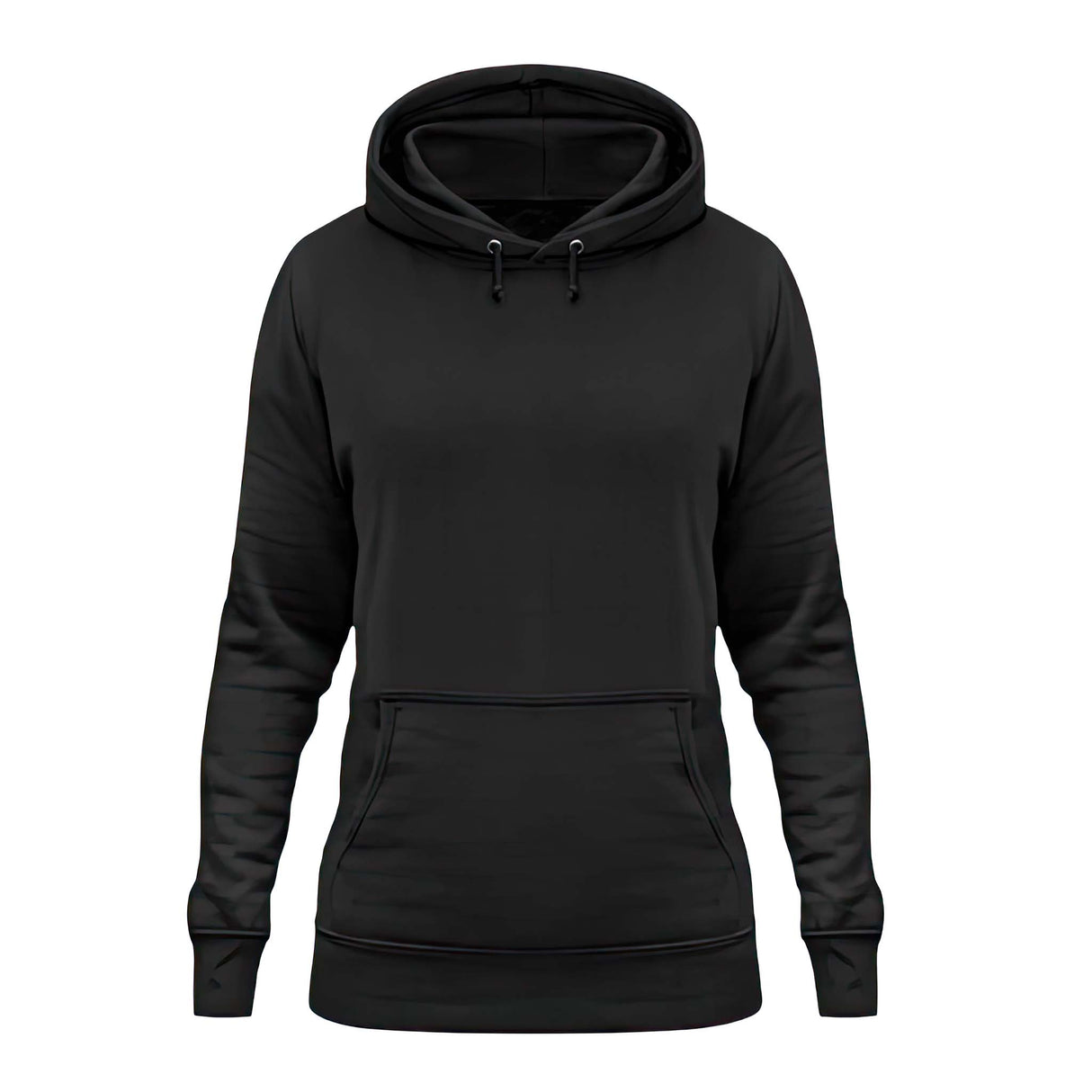 Ein Damen Hoodie für Motorradfahrerinnen von Wingbikers mit dem Aufdruck, Nur fliegen ist schöner, in schwarz, Ansicht von vorne. 