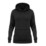 Ein Damen Hoodie für Motorradfahrerinnen von Wingbikers mit dem Aufdruck, Nur fliegen ist schöner, in schwarz, Ansicht von vorne. 