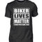 Ein Biker T-Shirt für Motorradfahrer von Wingbikers mit dem Aufdruck, Biker Lives Matter - # Loud Pipes Save Lives, in schwarz.