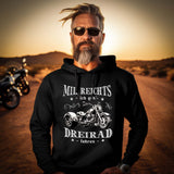 Ein Triker mit einem Hoodie für Trikefahrer von Wingbikers mit dem Aufdruck, Mir reichts, ich geh´ Dreirad fahren, in schwarz.