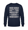 Ein Biker Sweatshirt für Motorradfahrer von Wingbikers mit dem Aufdruck, Hier wird Benzin noch mit Liebe verbrannt - in navy blau.