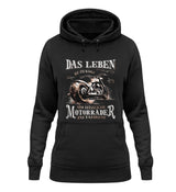 Ein Bikerin Hoodie für Motorradfahrerinnen von Wingbikers mit dem Aufdruck, Das Leben ist zu kurz, um hässliche Motorräder zu fahren - in schwarz.