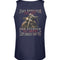 Ein Biker Tanktop für Motorradfahrer von Wingbikers mit dem Aufdruck, Zum Arbeiten zu alt, zum Sterben zu jung - Zum Biken top fit- mit Back Print, in navy blau.