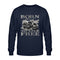 Ein Biker Sweatshirt für Motorradfahrer von Wingbikers mit dem Aufdruck,  Born to Live Free, in navy blau.  