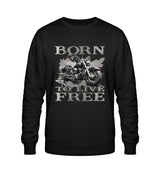 Ein Biker Sweatshirt für Motorradfahrer von Wingbikers mit dem Aufdruck,  Born to Live Free, in schwarz.  