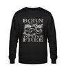 Ein Biker Sweatshirt für Motorradfahrer von Wingbikers mit dem Aufdruck,  Born to Live Free, in schwarz.  