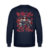 Ein Bikerin Sweatshirt für Motorradfahrerinnen von Wingbikers mit dem Aufdruck, Böse Alte Frau, als Back Print, in navy blau.