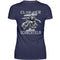 Ein Bikerin T-Shirt für Motorradfahrerinnen von Wingbikers mit dem Aufdruck, Club der verrückten alten Schachteln - mit Back Print, in navy blau.