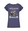 Ein Bikerin T-Shirt für Motorradfahrerinnen, von Wingbikers, mit dem Aufdruck, Scheiß auf den Prinzen, ich nehm' den Biker - im vintage Stil, mit Back Print, in navy blau, leger geschnitten.