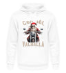 Ein weihnachtlicher Hoodie für Motorradfahrer von Wingbikers mit dem Aufdruck, God Jól Valhalla - in weiß.