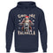 Ein weihnachtlicher Hoodie für Motorradfahrer von Wingbikers mit dem Aufdruck, God Jól Valhalla - in navy blau.